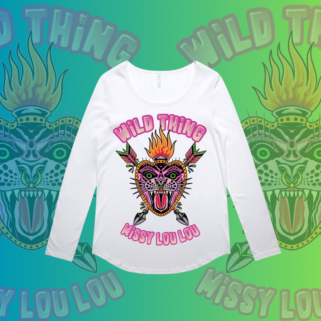 WILD THING  - Long sleeve drop neck tee