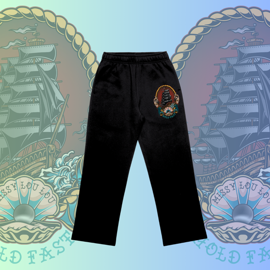 Black Pearl  - Relax cuffless Trackpants 