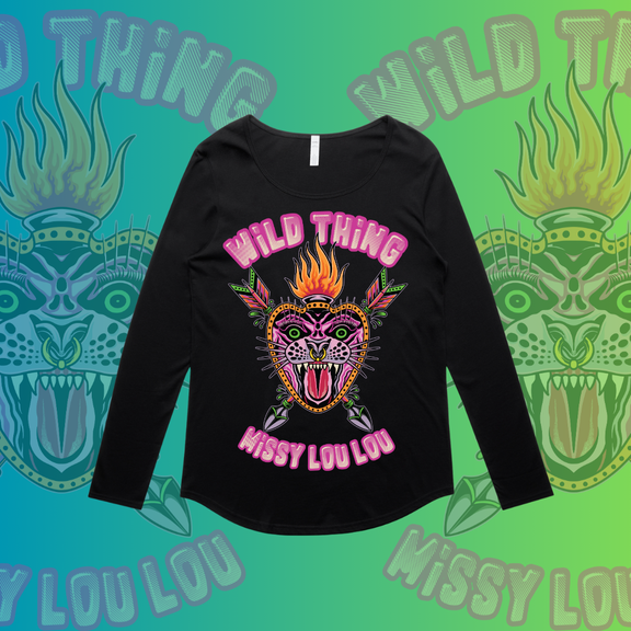 WILD THING  - Long sleeve drop neck tee