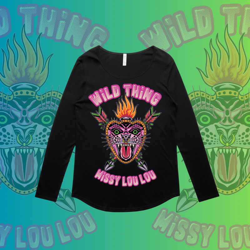 WILD THING  - Long sleeve drop neck tee