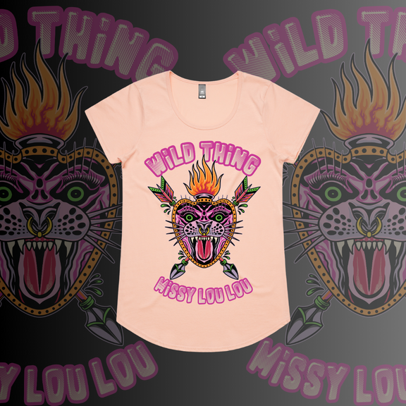 WILD THING  - Drop neck tee, Front Design