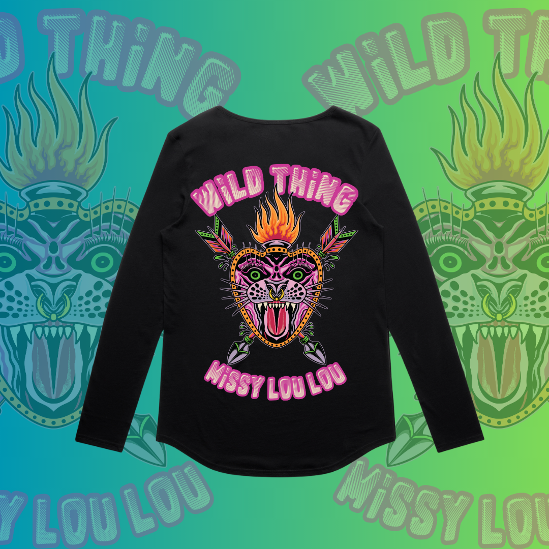 WILD THING  - Long sleeve drop neck tee