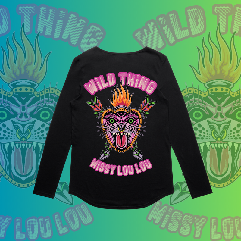 WILD THING  - Long sleeve drop neck tee