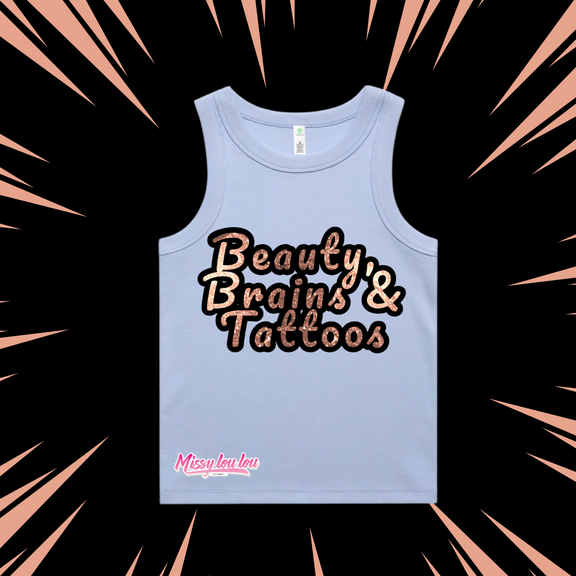 BEAUTY, BRAINS AND TATTOOS - Rib Tank 