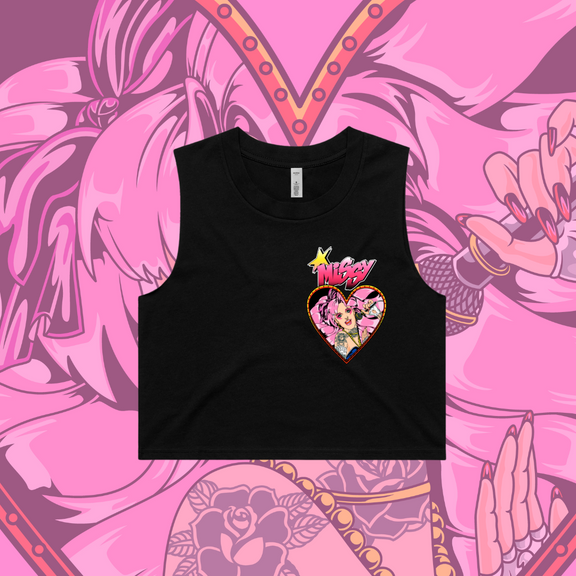 Gem- Crop tank - Black & Pink