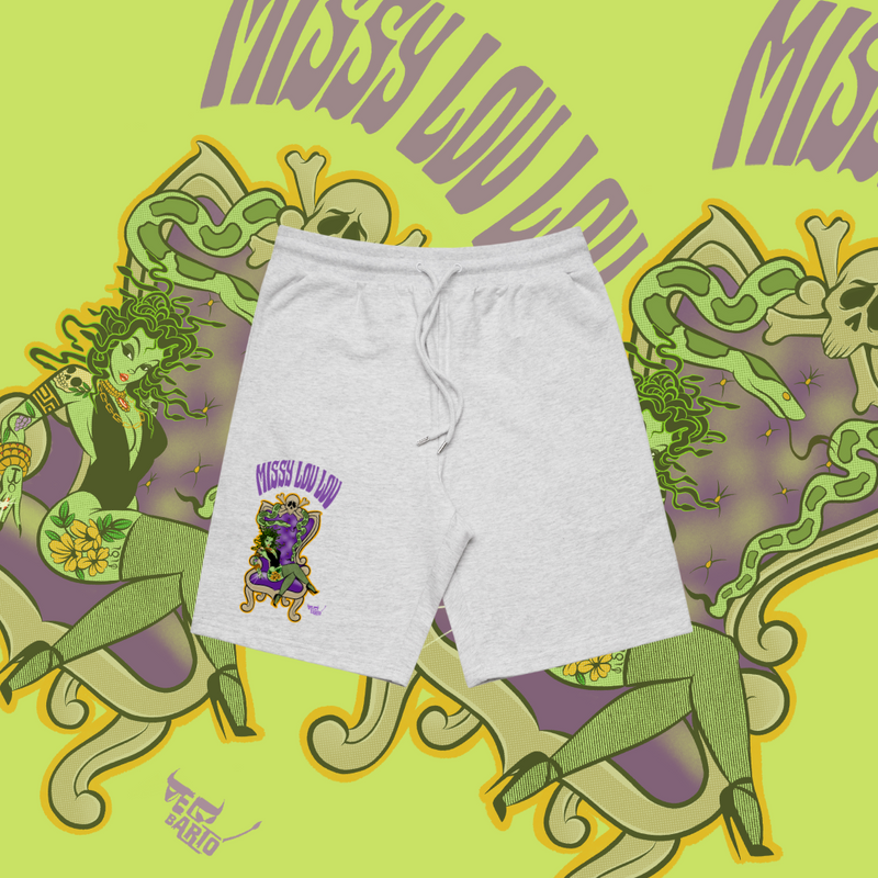 Madam Medusa - Premium Unisex shorts, Plum, Grey Marle