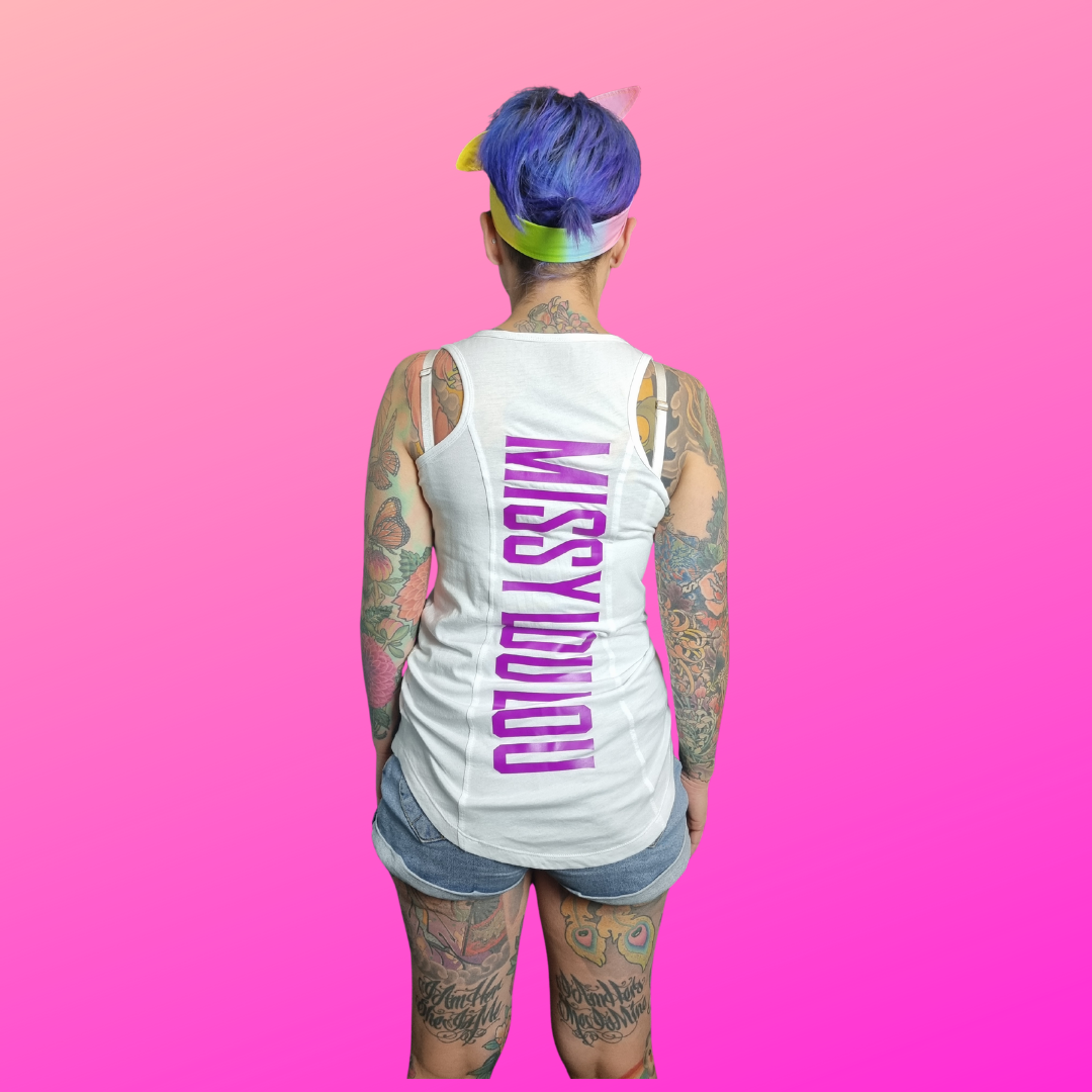 White Racer Back Tank - Purple Poison 