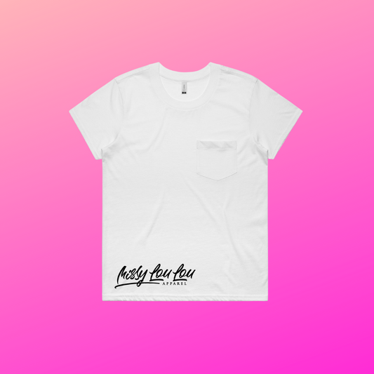 Night Cap Missy - White Pocket Tee