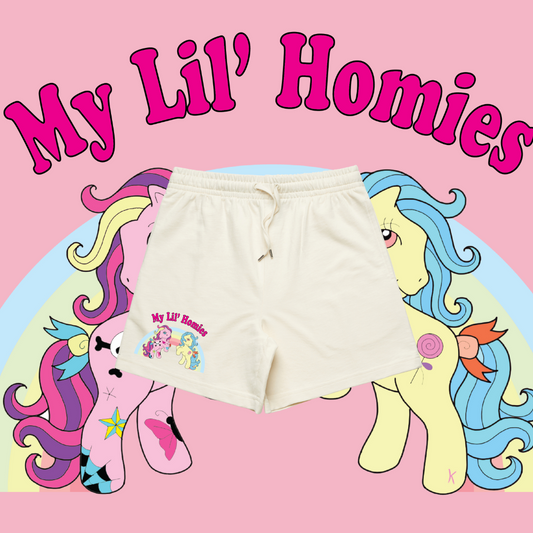 My 'Lil' Homies - Premium women's shorts, Cream,Black